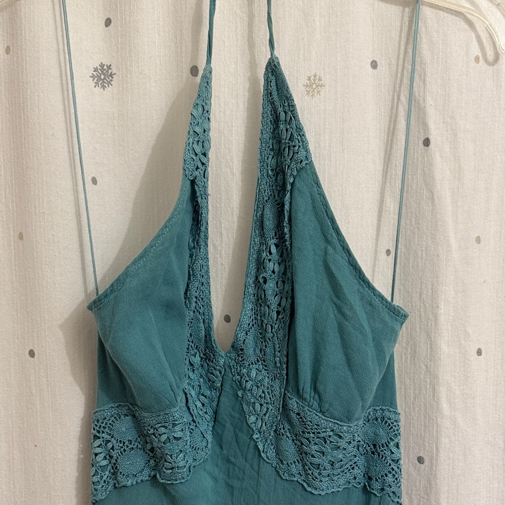 Boho Teal Lace Midi/Maxi Dress - Picture 6 of 7